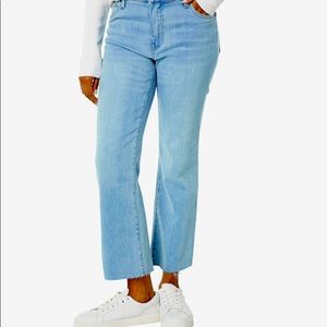 Kut from the Kloth Kelsey High Rise ankle flare with raw hem in Dignified wash